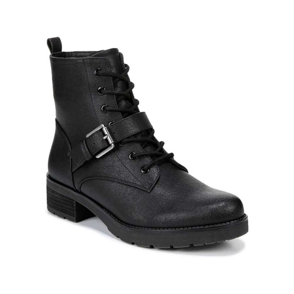 SOUL BY NATURALIZER Womens Black Up Buckled Strap Back Quaid Combat Boots 6.5 M